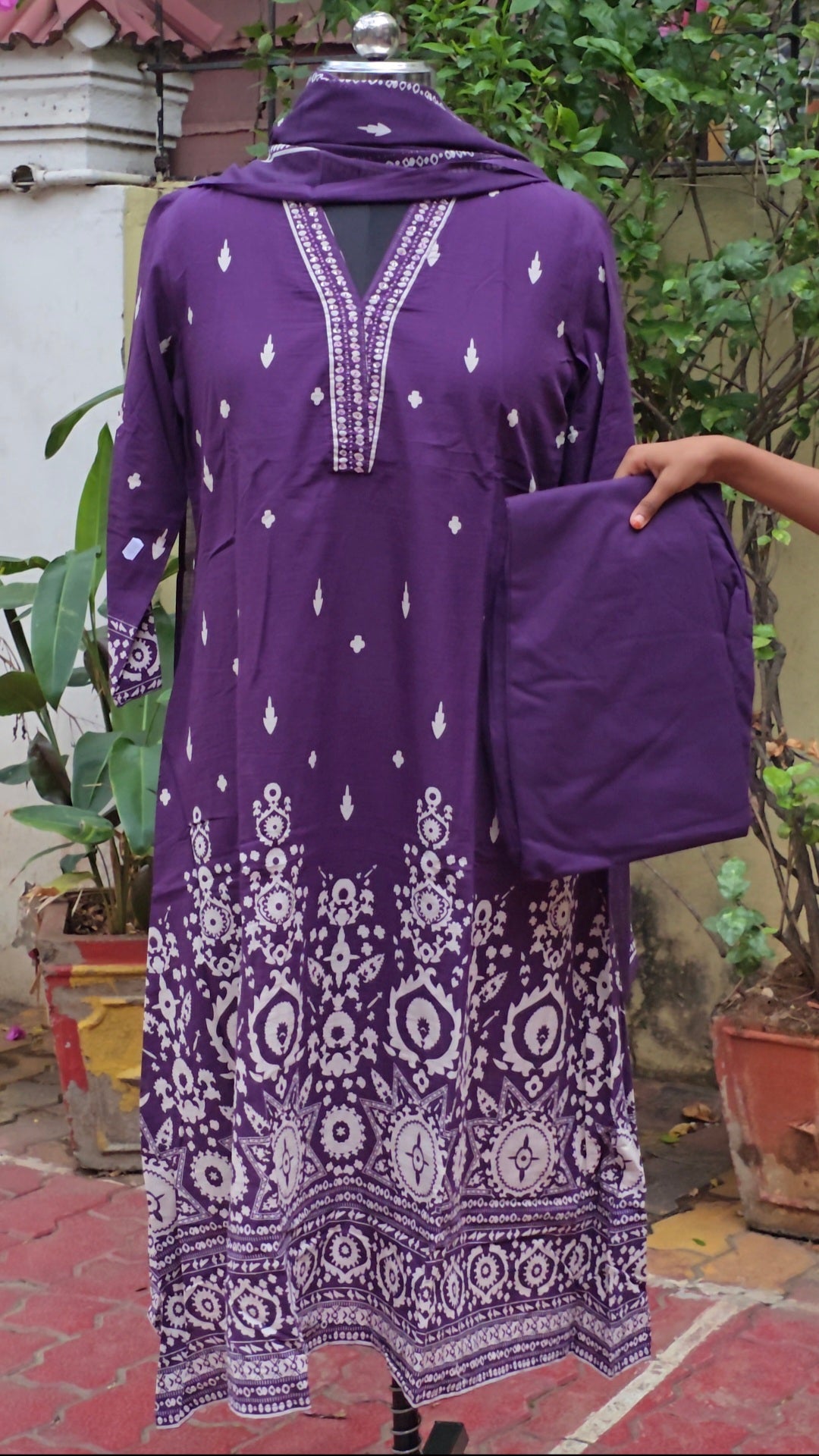 Violet Cotton Aline suit