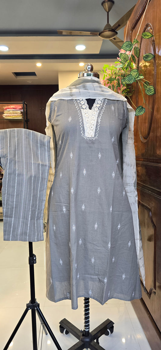 Grey Cotton salwar suit set