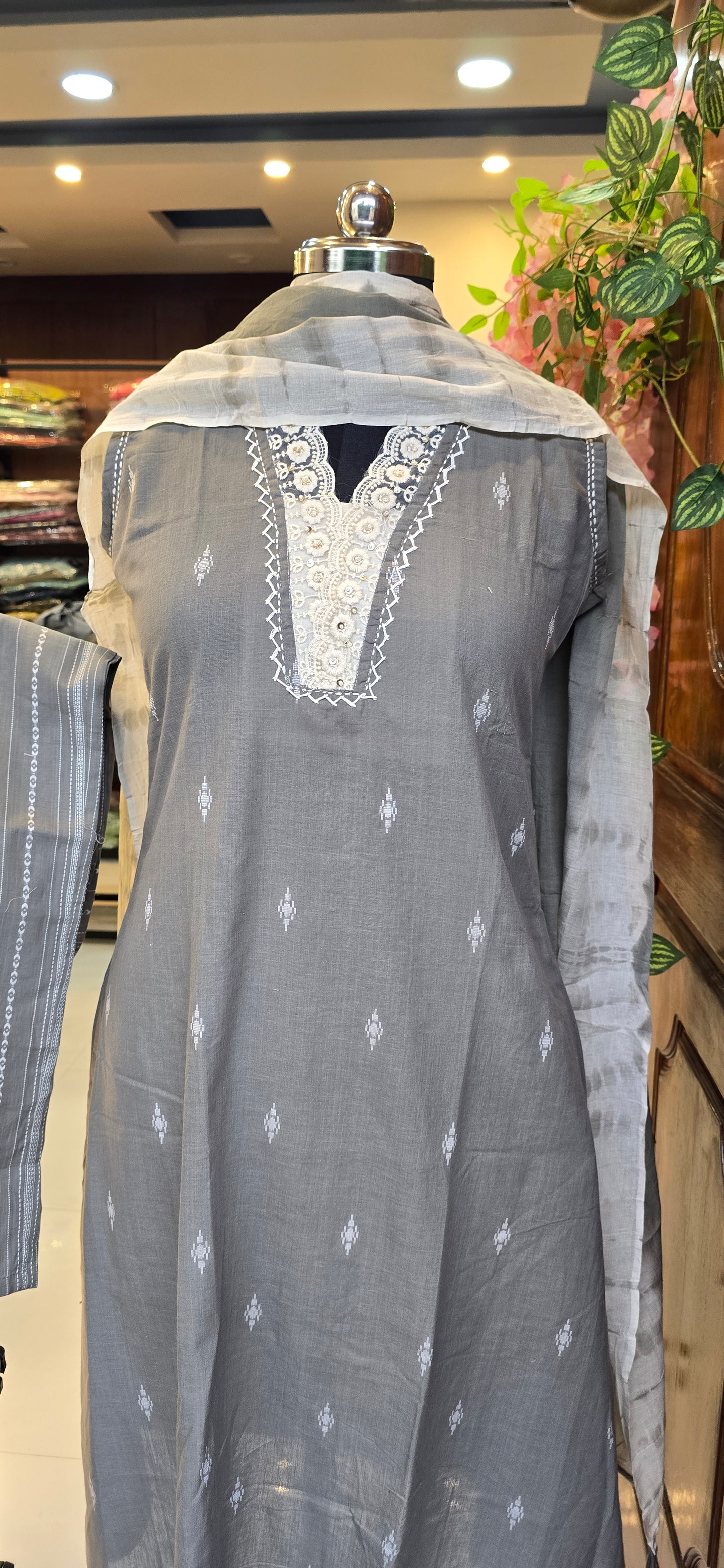 Grey Cotton salwar suit set