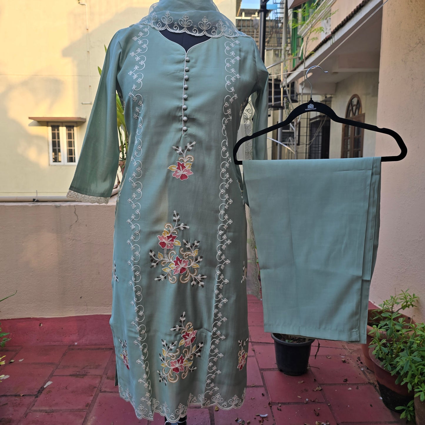Green Embroidery salwar suit set