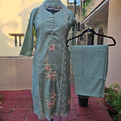 Green Embroidery salwar suit set