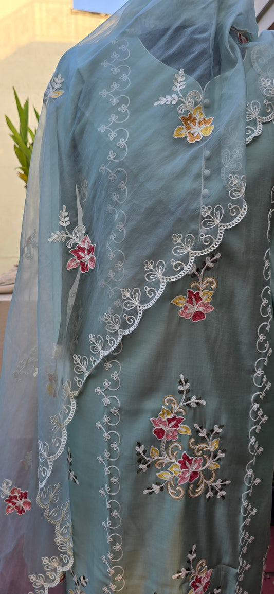Green Embroidery salwar suit set
