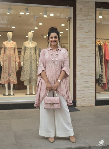 Pink- White Kaftan set