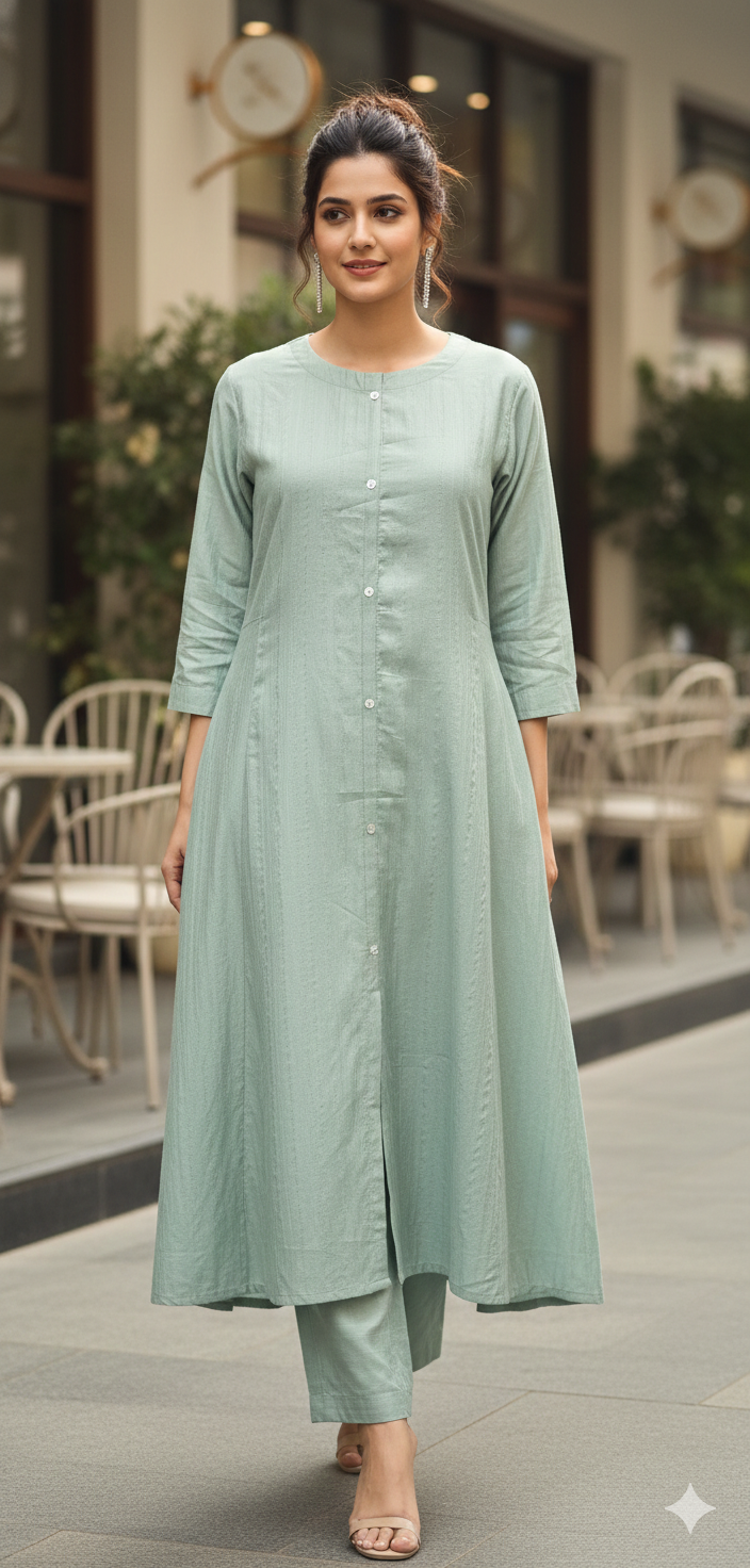 Mint Green Kurti Pant Set