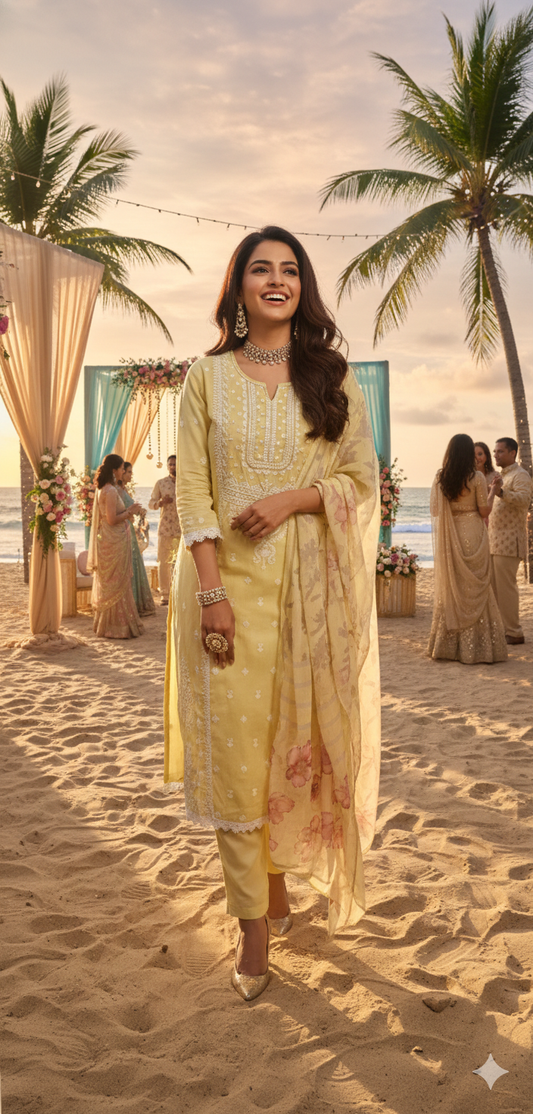 Yellow Embroidered Salwar suit
