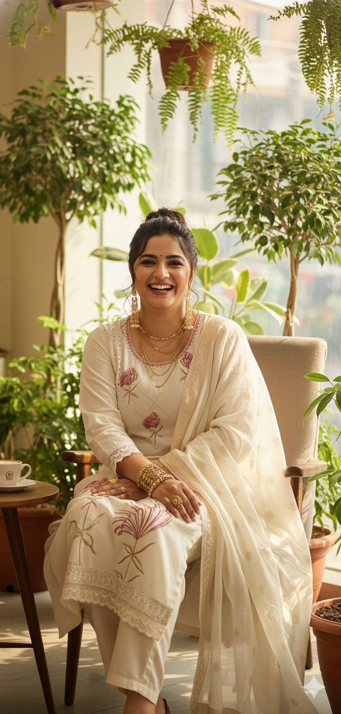 Ivory 3 cut panel salwar set