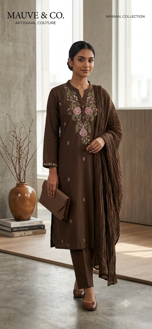 BROWN COTTON SALWAR SET