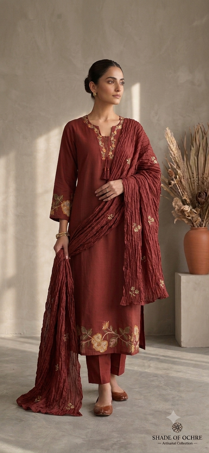 Maroon Cotton Salwar Set