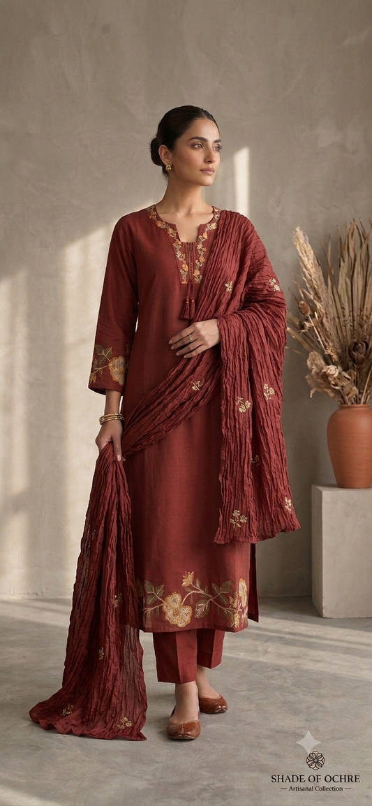 Maroon Cotton Salwar Set