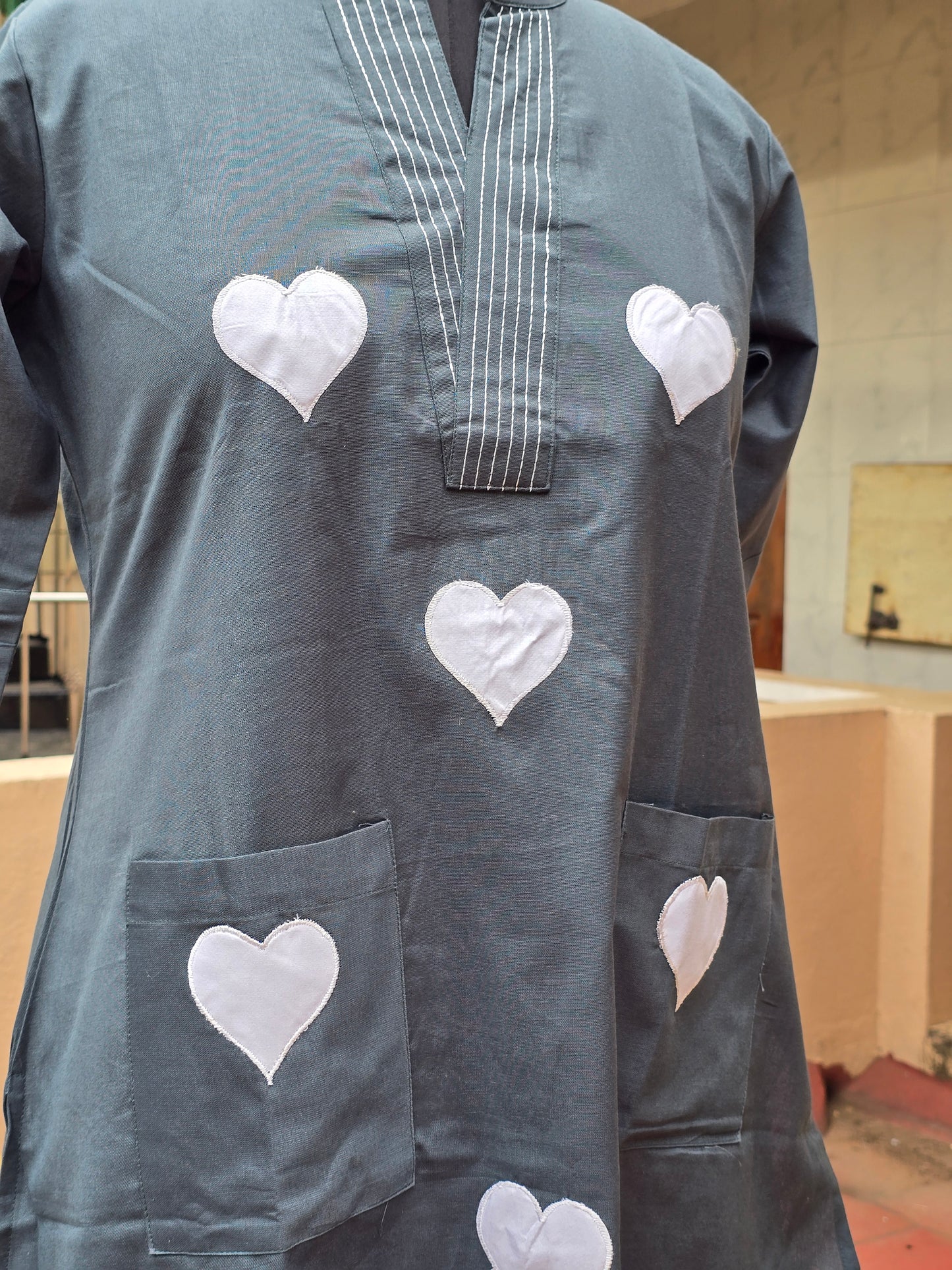 Green heart kurti pant set