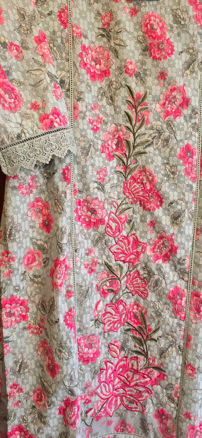 Floral Green Hakoba suit set