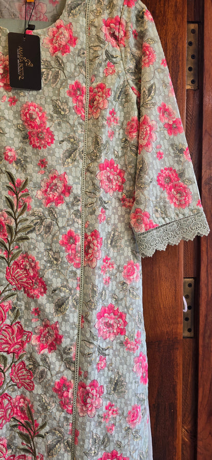 Floral Green Hakoba suit set