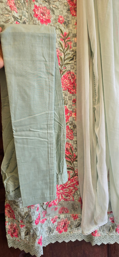 Floral Green Hakoba suit set