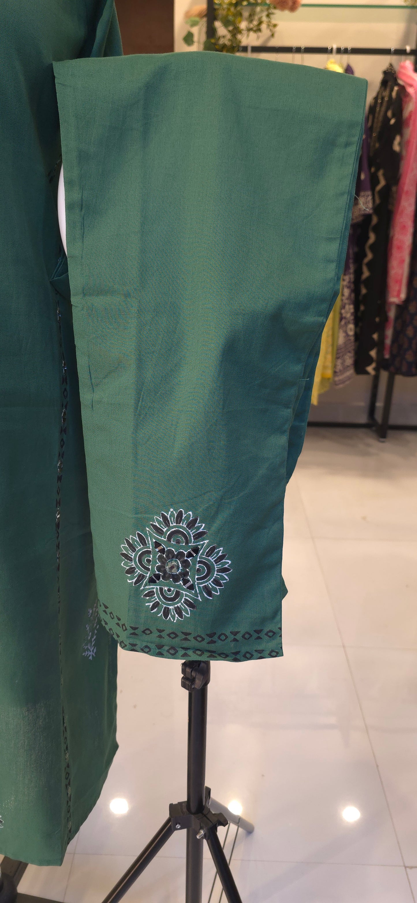 Green cotton Kurti pant set