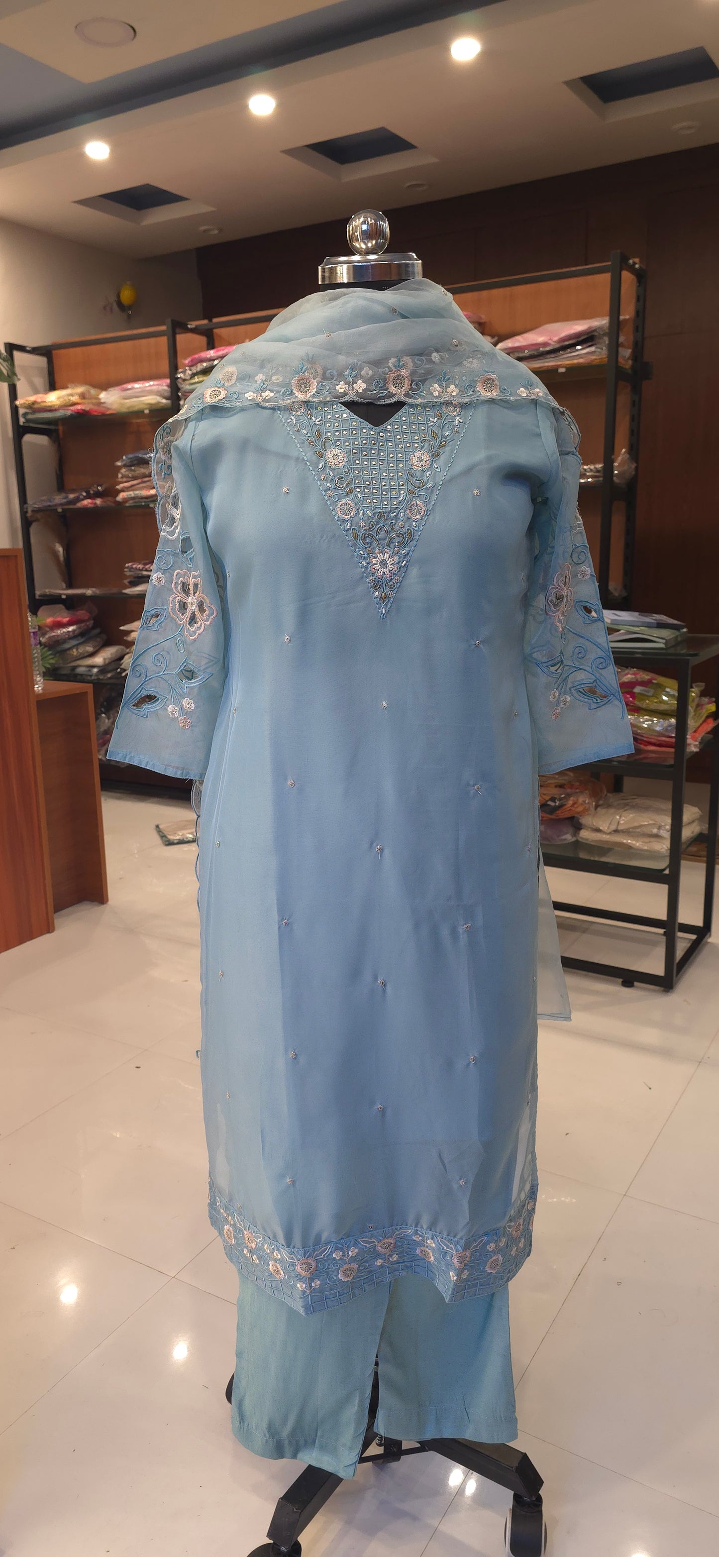 Pastel Blue Organza salwar set