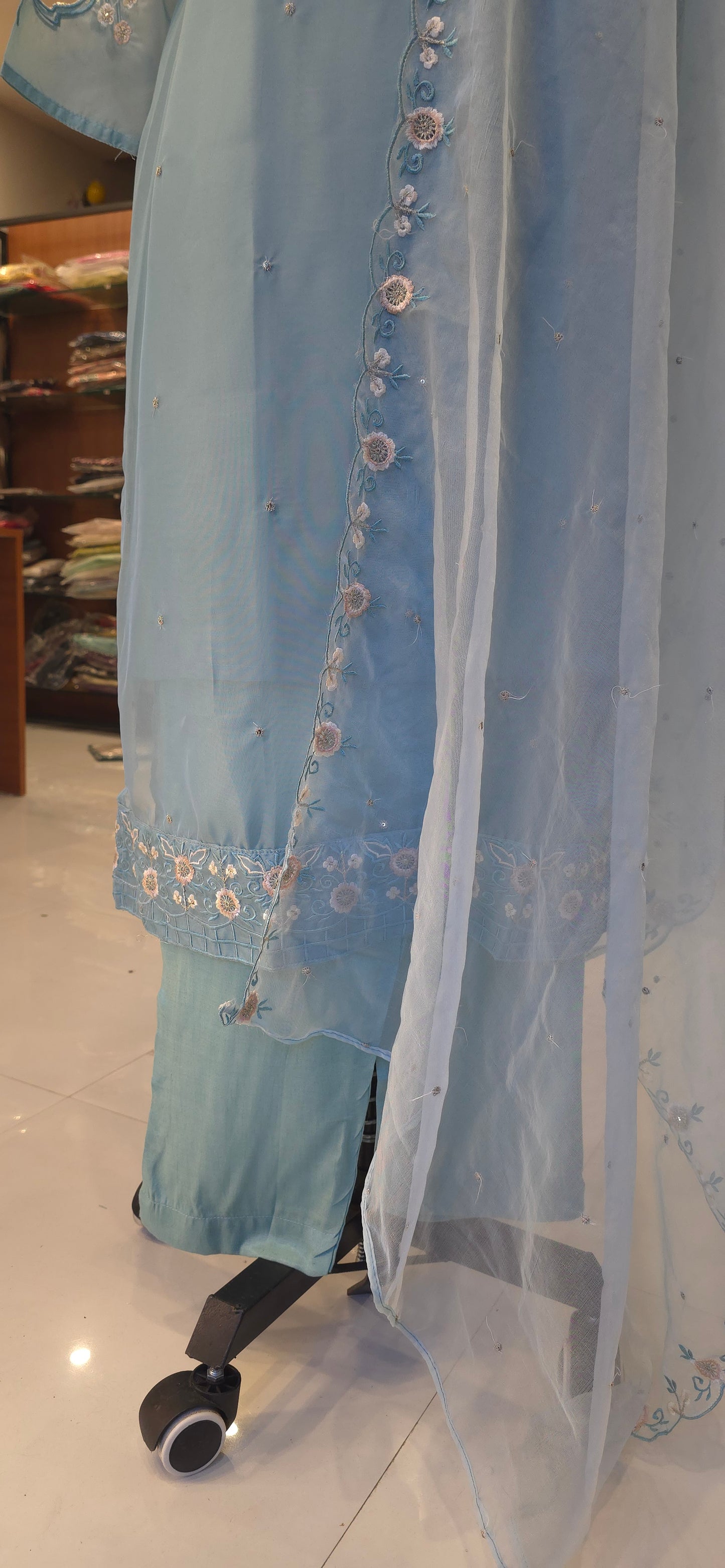 Pastel Blue Organza salwar set