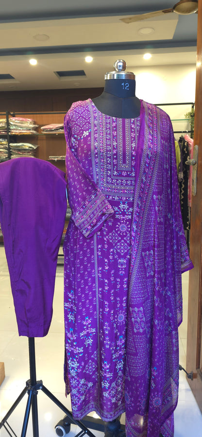 Regal Purple Crepe Salwar Set