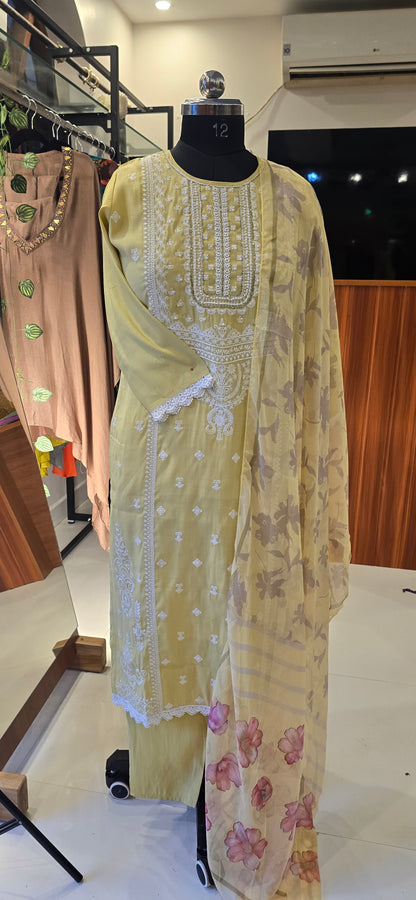 Yellow Embroidered Salwar suit