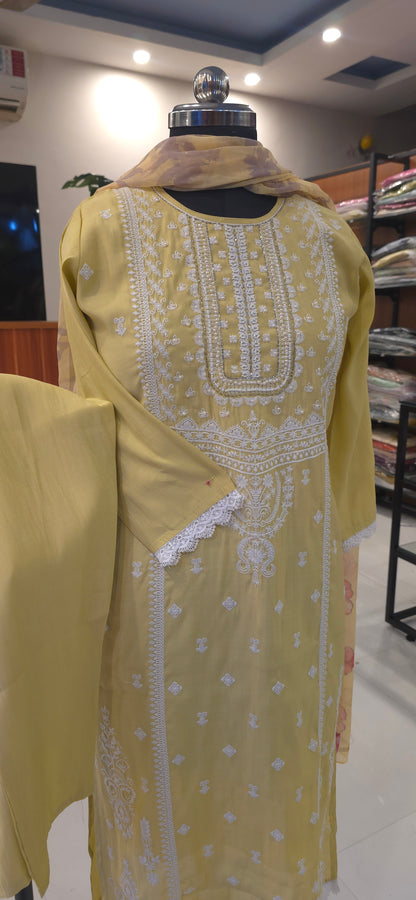 Yellow Embroidered Salwar suit