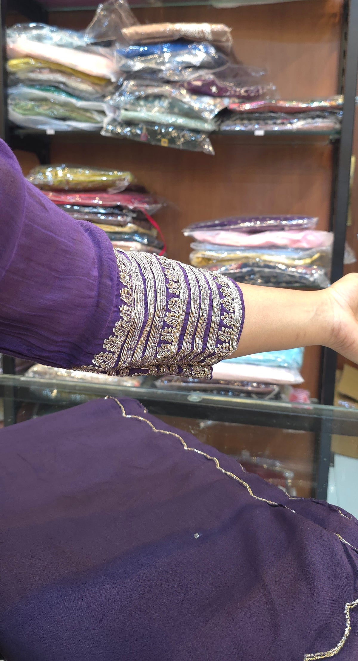 Royal Purple Mul Chanderi Anarkali Set