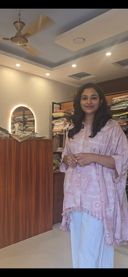 Pink- White Kaftan set