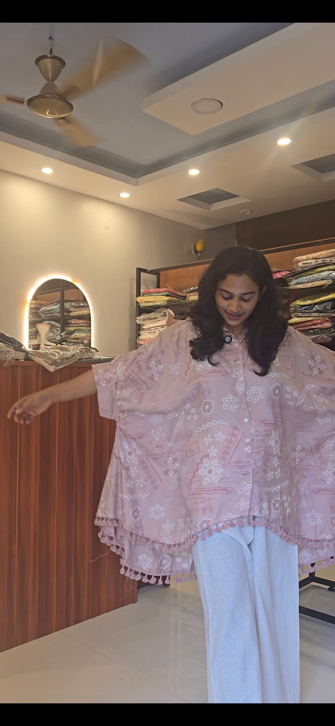 Pink- White Kaftan set