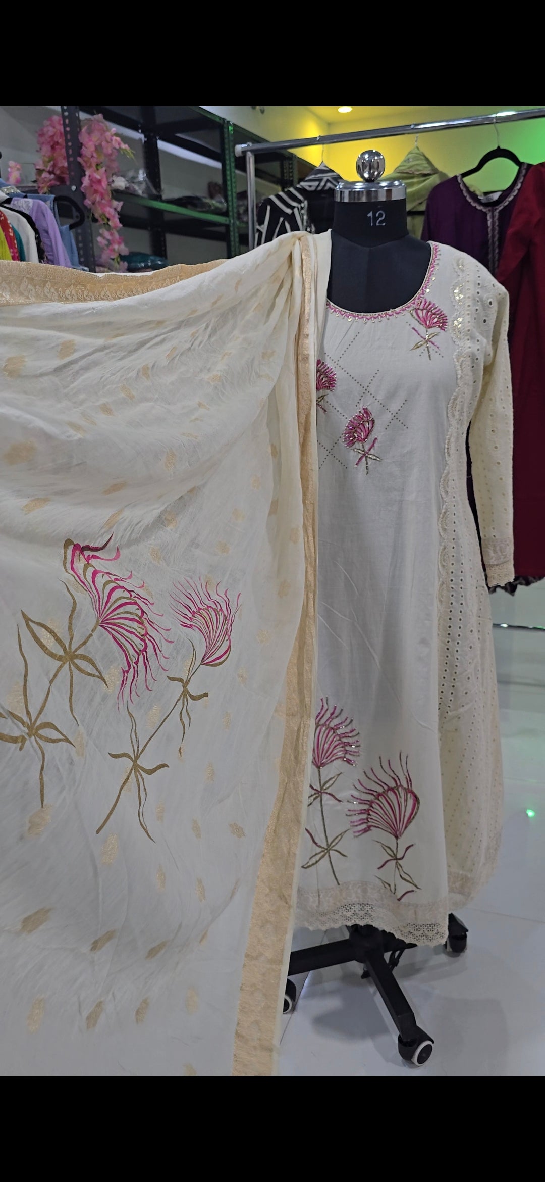 Ivory 3 cut panel salwar set