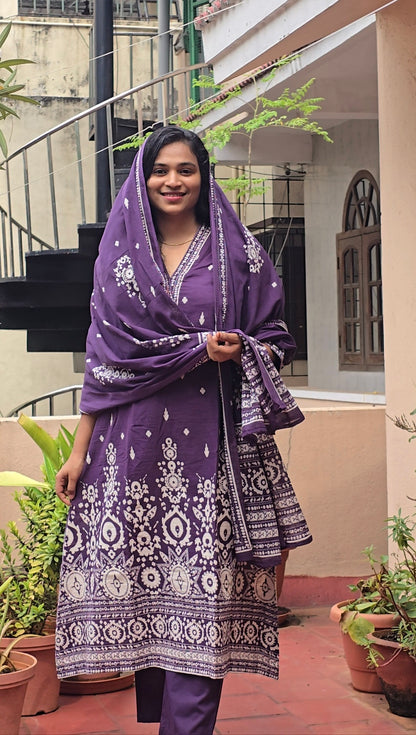 Violet Cotton Aline suit