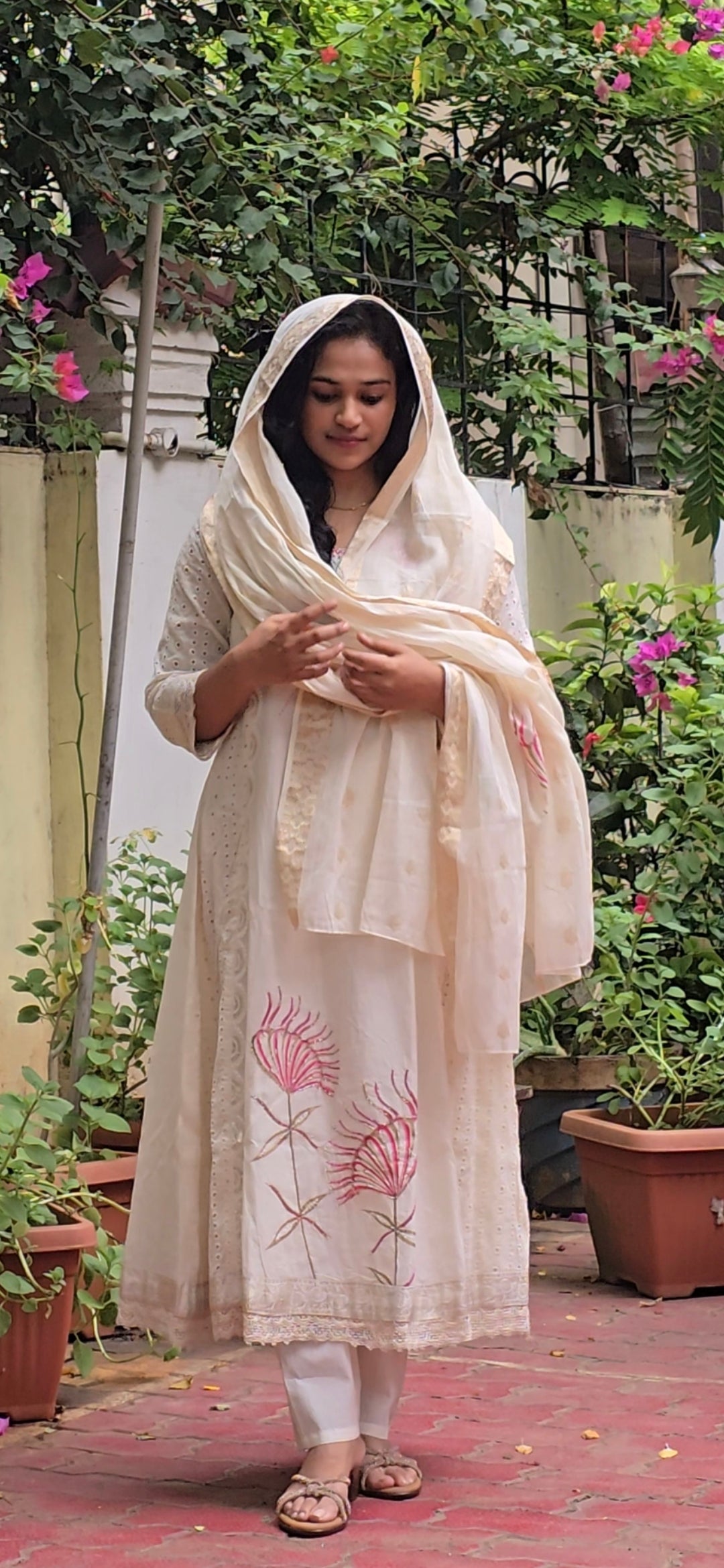 Ivory 3 cut panel salwar set
