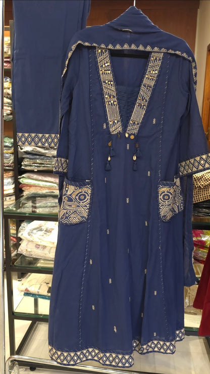 Blue Mul Cotton Salwar Set