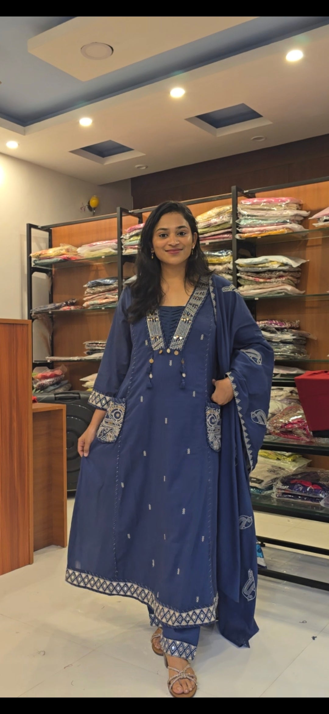 Blue Mul Cotton Salwar Set
