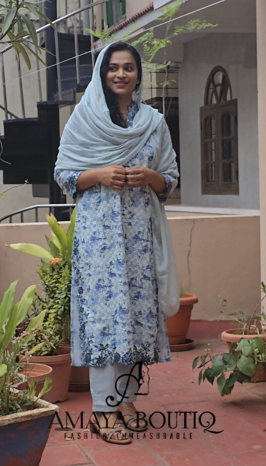 Blue Hakoba Cotton Salwar suit set