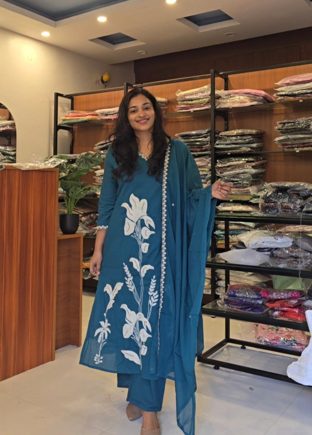Teal Green Cotton Salwar set