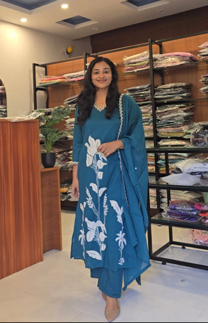 Teal Green Cotton Salwar set