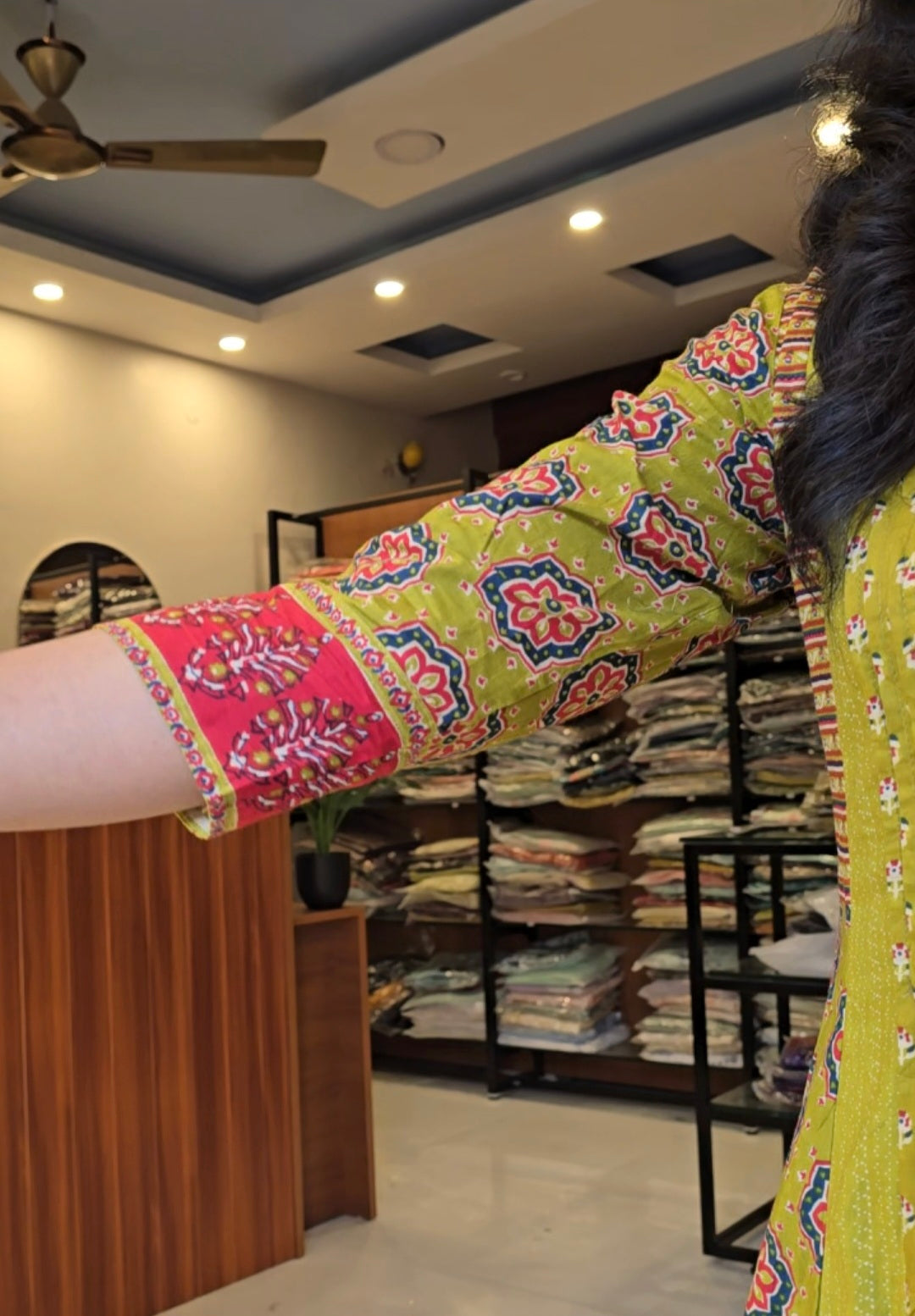 Olive Green printed A-line Salwar Set