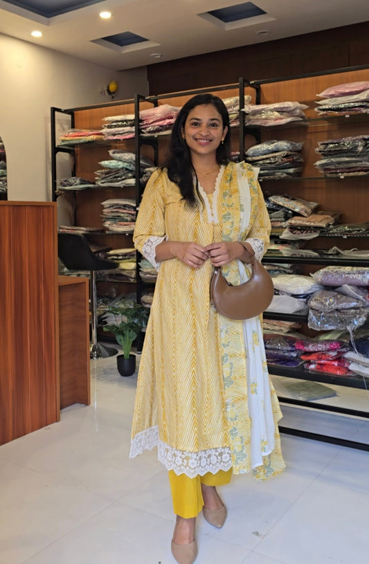 Yellow cotton Salwar set