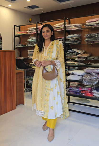 Yellow cotton Salwar set