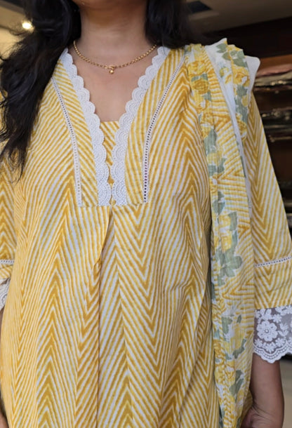Yellow cotton Salwar set
