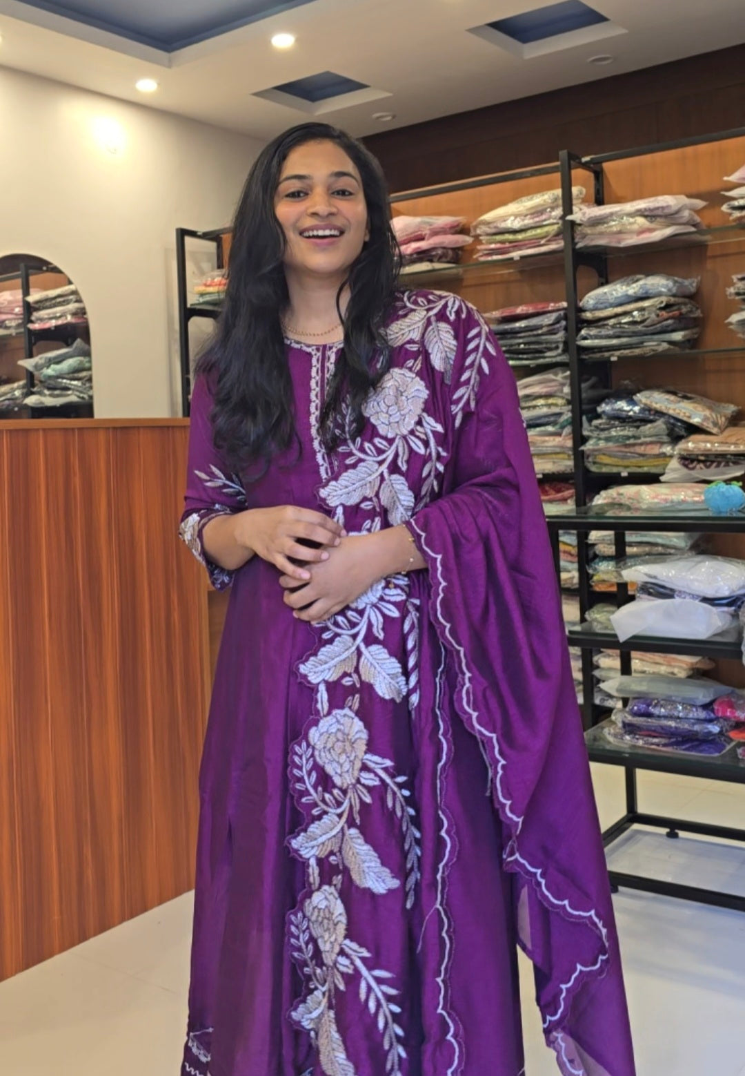 Purple Kurti Pant Dupatta Set