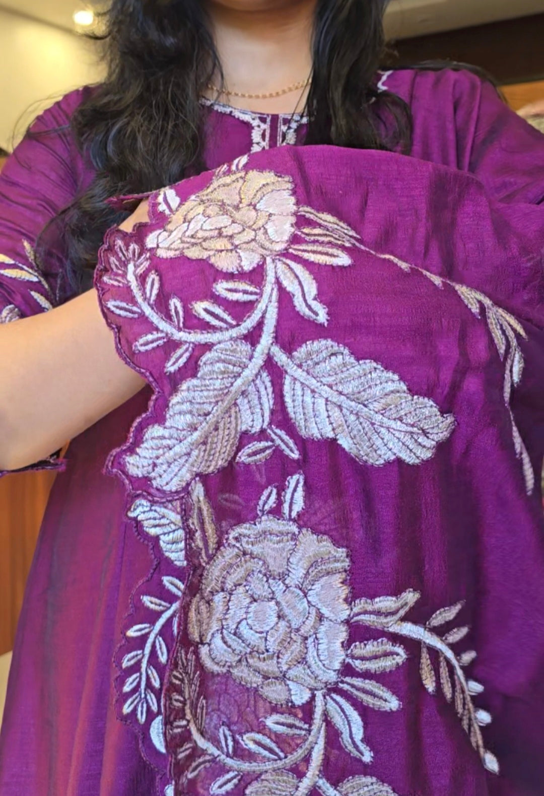Purple Kurti Pant Dupatta Set