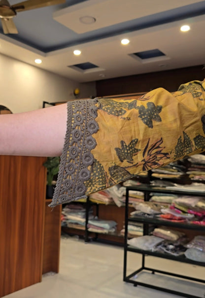 Olive Green Kalamkari Cotton Salwar set