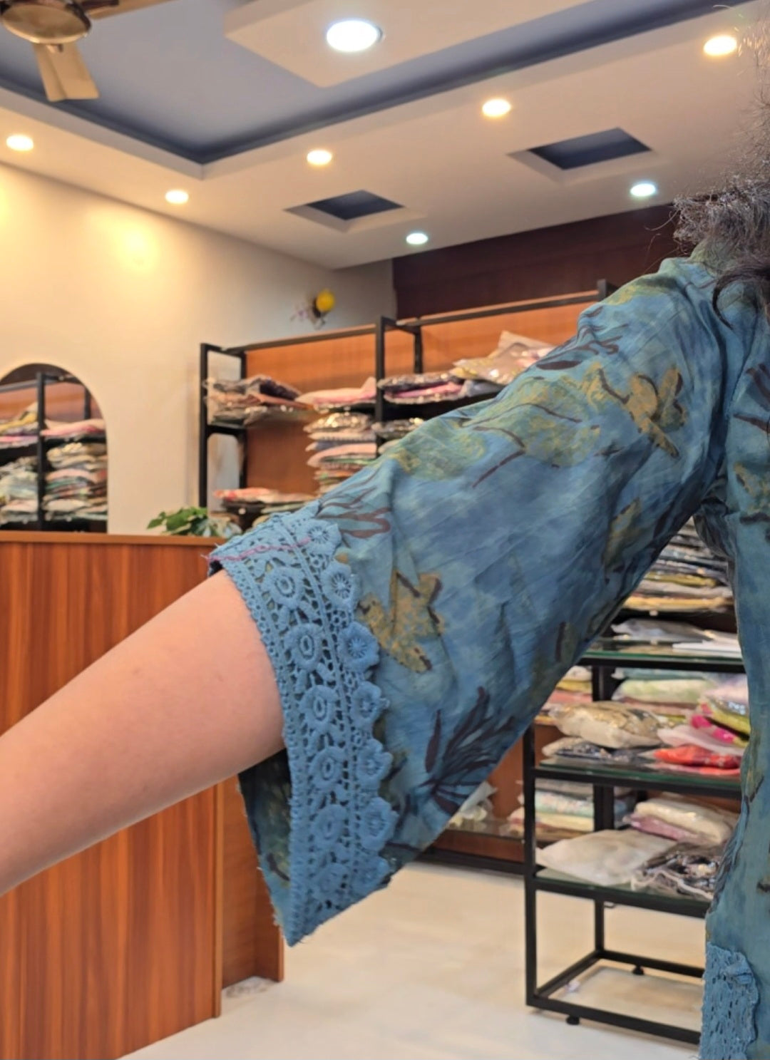 Teal Blue Kalamkari Cotton Salwar set