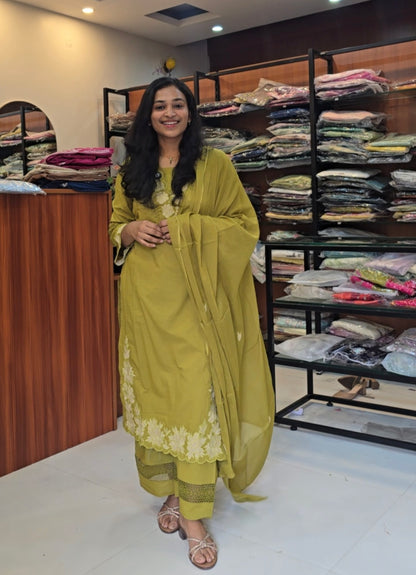 Light Green Kurti Pant Dupatta Set