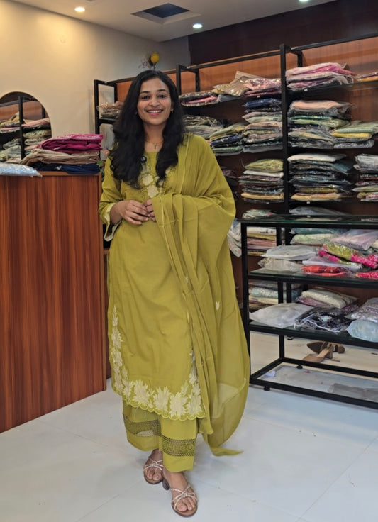 Light Green Kurti Pant Dupatta Set