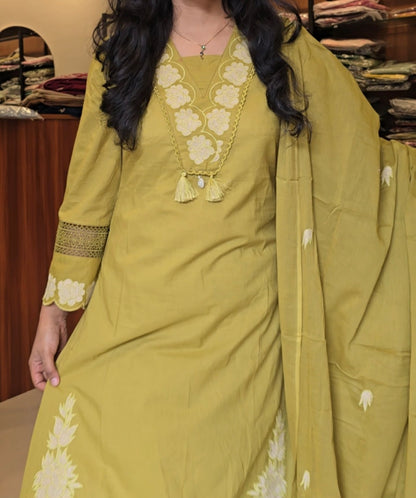 Light Green Kurti Pant Dupatta Set