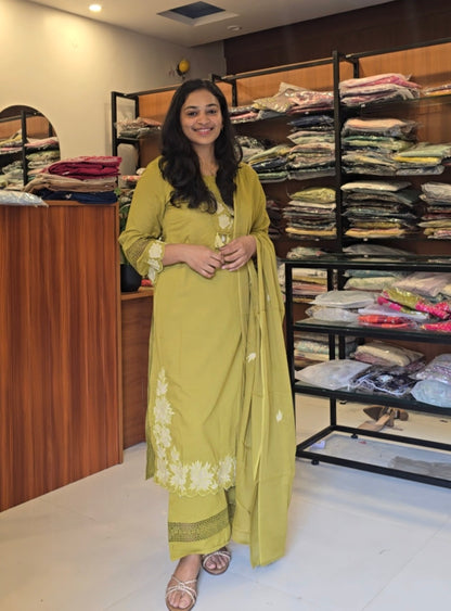 Light Green Kurti Pant Dupatta Set