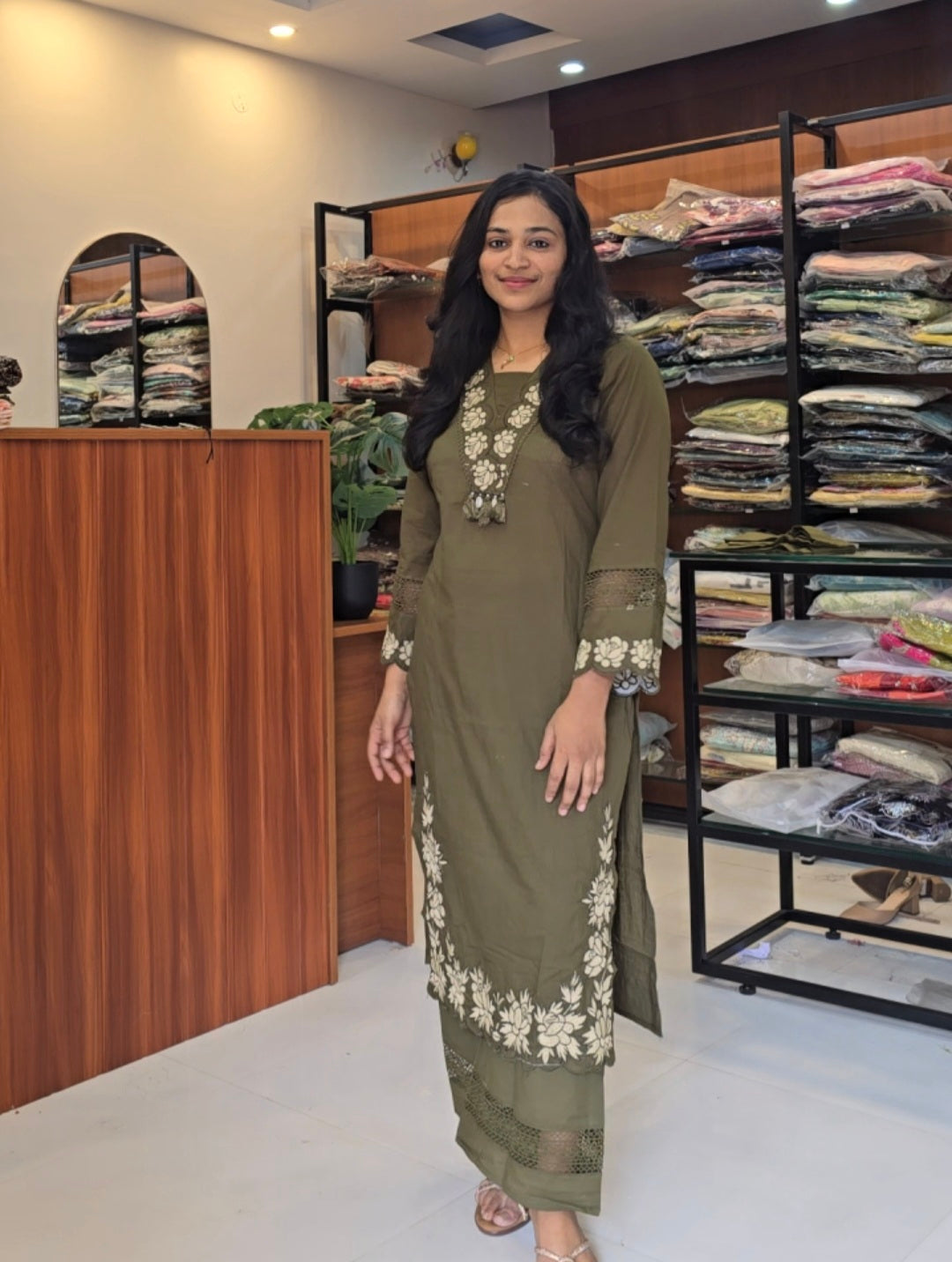 Mehandi Green Kurti Pant Dupatta Set