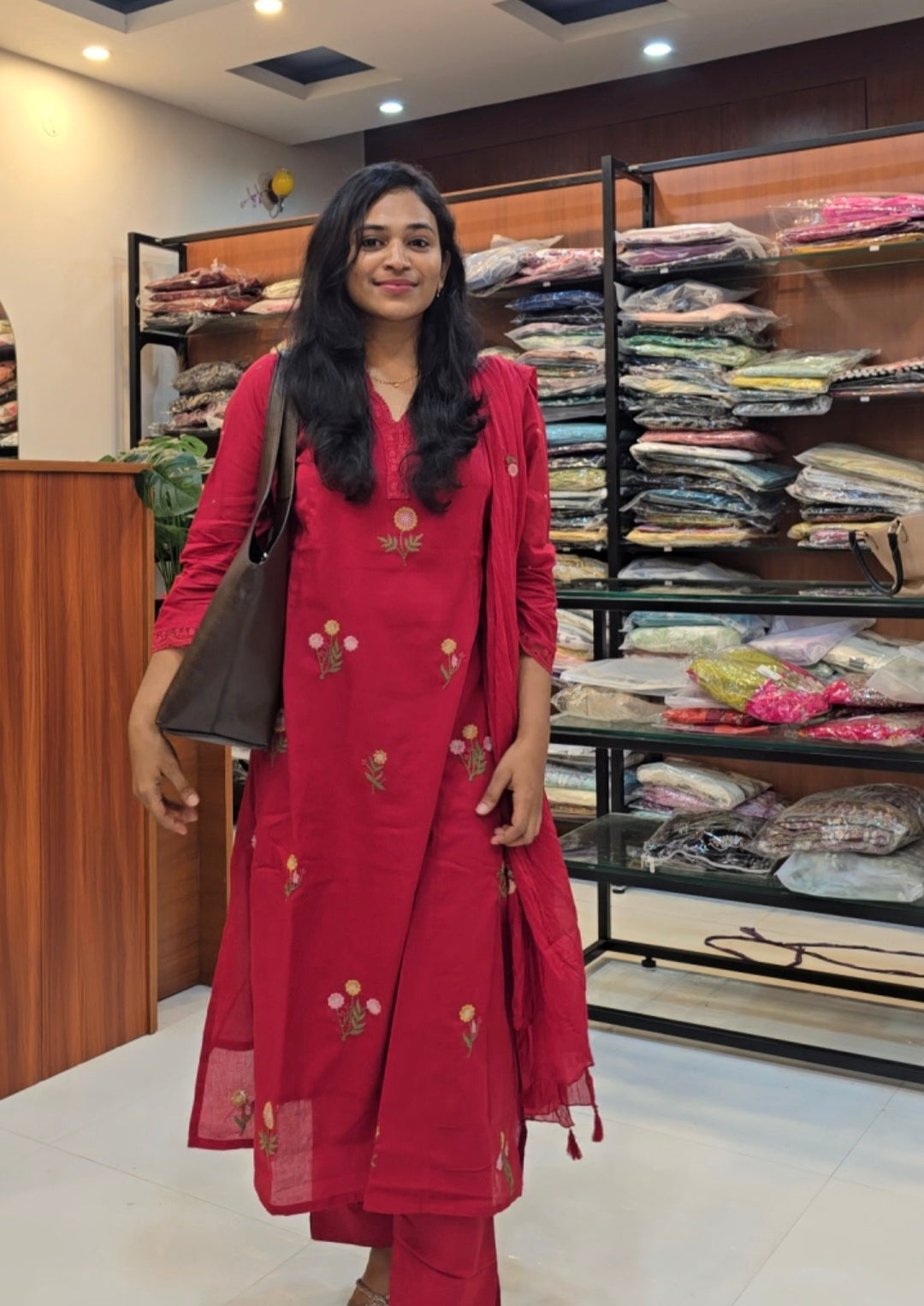 Red Hot Aline cotton Salwar Set