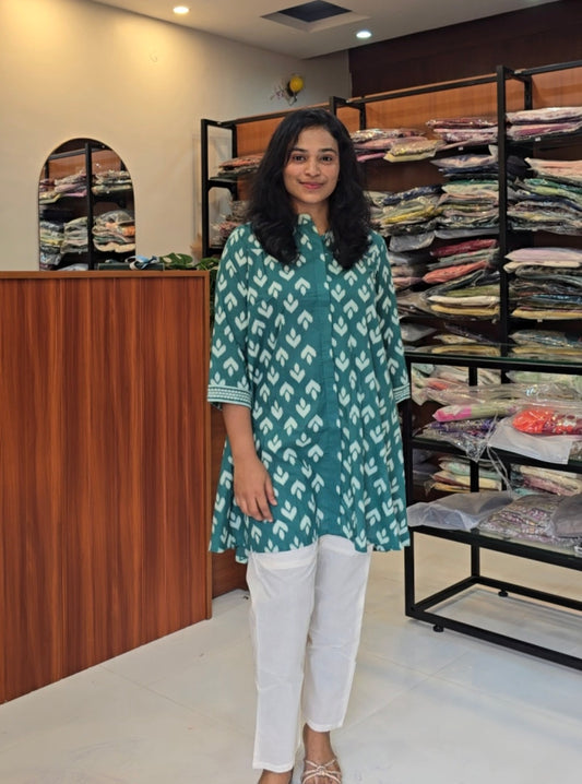 Green white Printed Cotton Coords