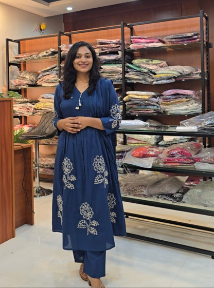Navy Blue A line salwar set